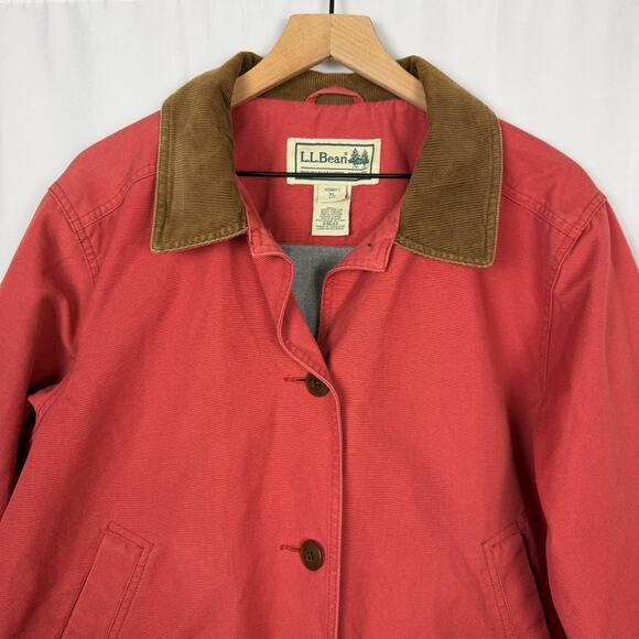 Vintage L.L. Bean Womens Red XL Duck Canvas Barn Chore Coat Flannel Lined Jacket - Picture 6 of 12